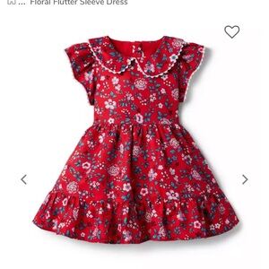 Janie and jack FLORAL FLUTTER SLEEVE DRESS size 4 with matching head band
